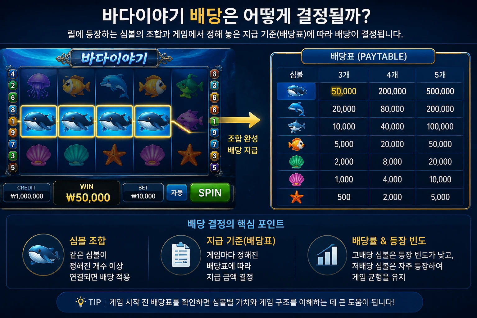 바다이야기 배당 구조와 배당표를 통해 배당이 결정되는 과정을 설명한 인포그래픽