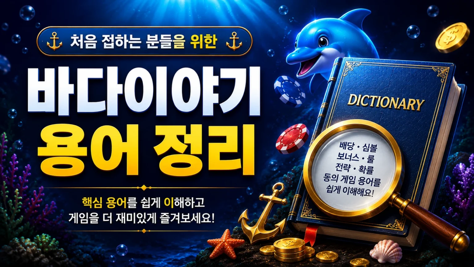 바다이야기 주요 게임 용어와 핵심 개념을 소개하는 썸네일 이미지