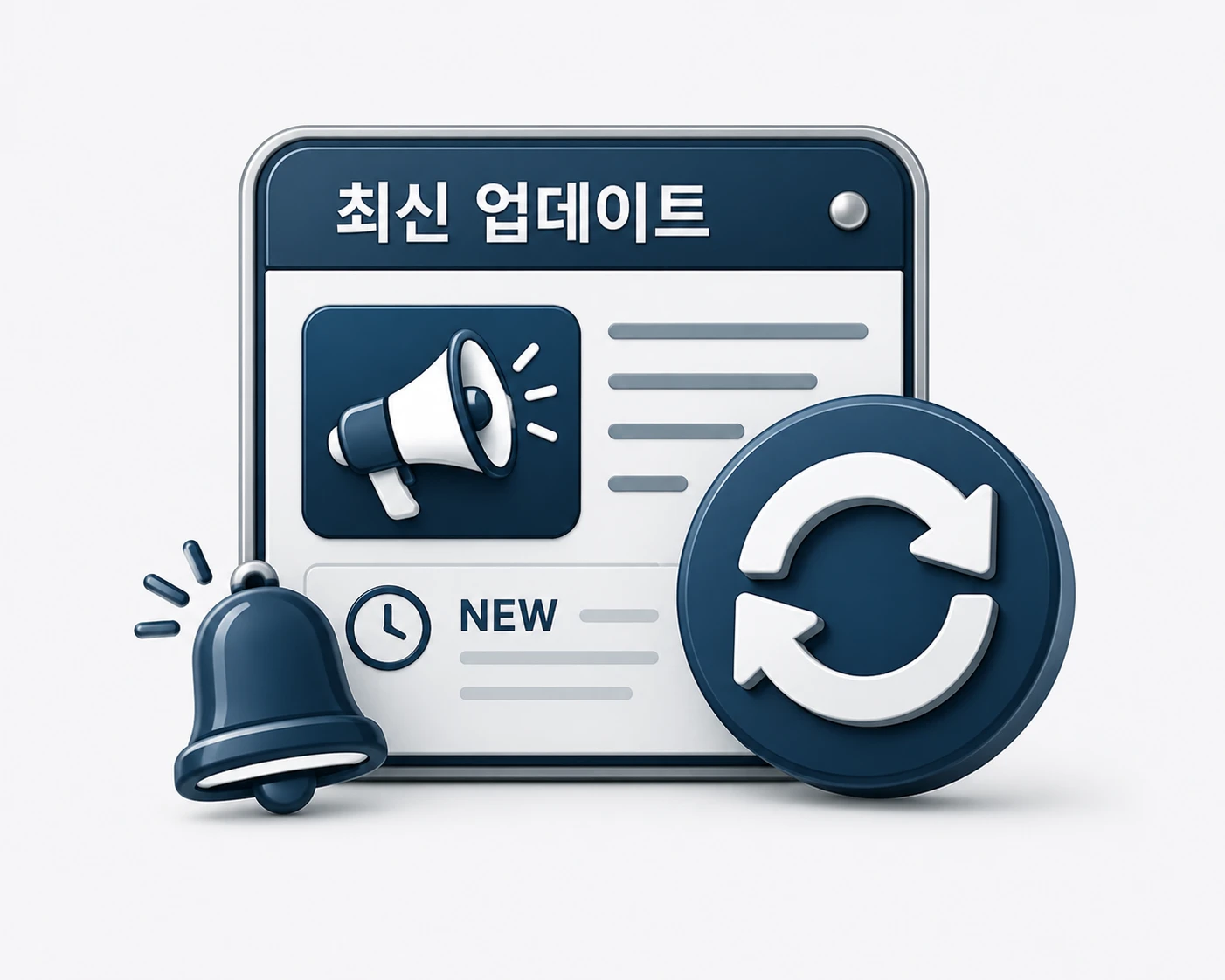 최신 콘텐츠 업데이트를 나타내는 새 소식과 새로고침 아이콘